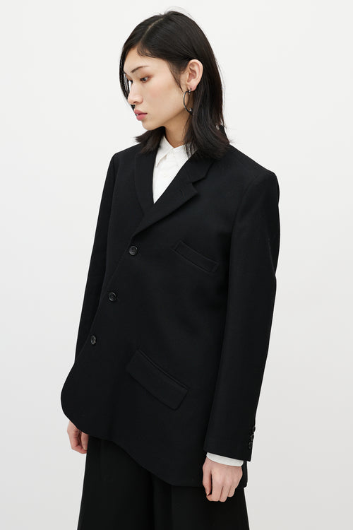 Comme des Garçons Black Wool Asymmetrical Blazer