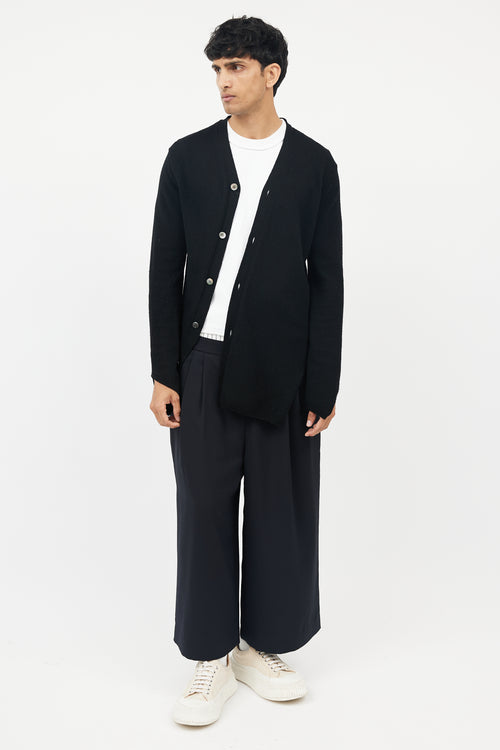 Comme des Garçons Black Wool Asymmetrical Cardigan