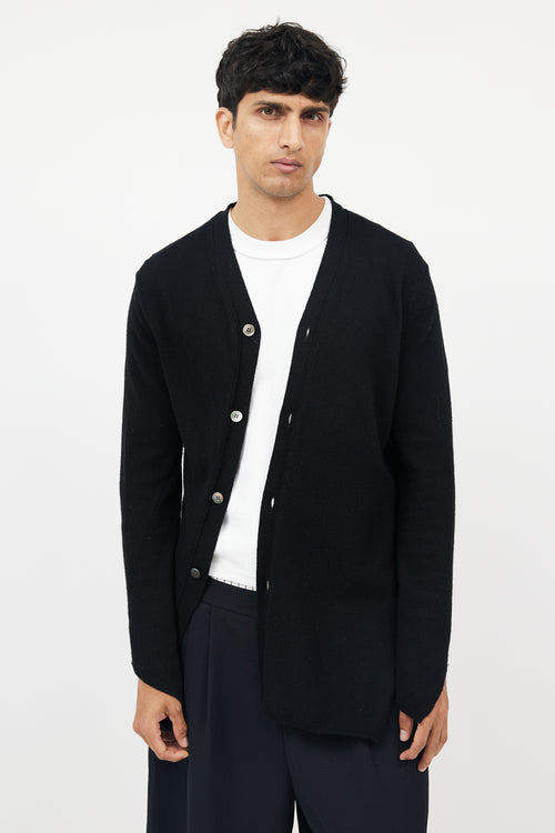 Comme des Garçons Black Wool Asymmetrical Cardigan