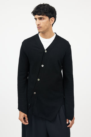 Comme des Garçons Black Wool Asymmetrical Cardigan