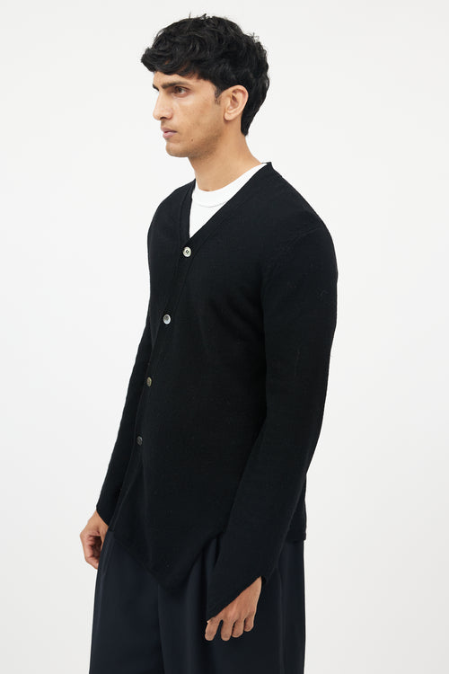 Comme des Garçons Black Wool Asymmetrical Cardigan