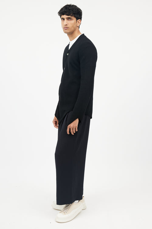 Comme des Garçons Black Wool Asymmetrical Cardigan