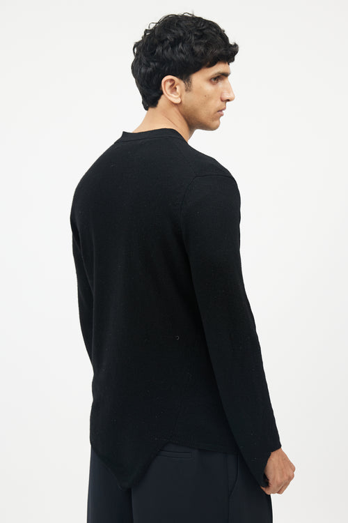 Comme des Garçons Black Wool Asymmetrical Cardigan