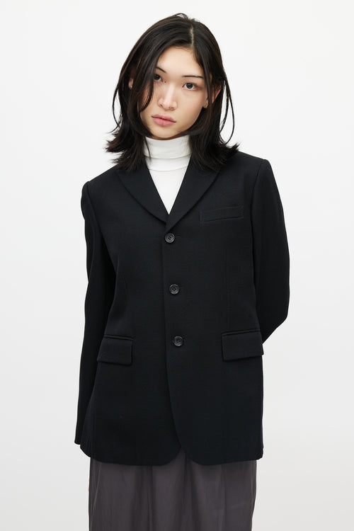 Comme des Garçons Black Wool High Low Cut Out Blazer