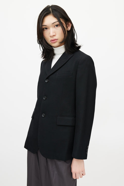 Comme des Garçons Black Wool High Low Cut Out Blazer