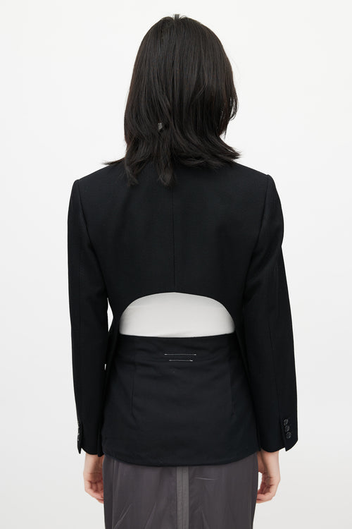 Comme des Garçons Black Wool High Low Cut Out Blazer