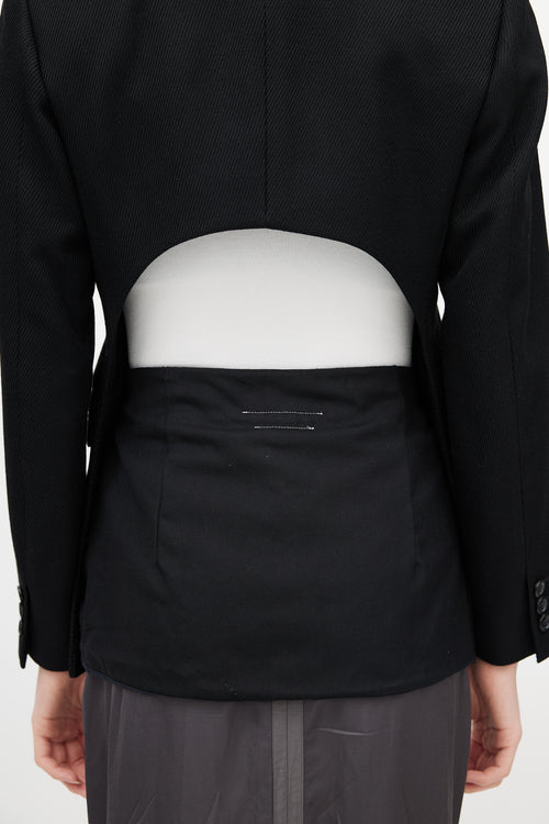 Comme des Garçons Black Wool High Low Cut Out Blazer