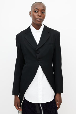 Comme des Garçons Black Wool Ruffled Cut Out Blazer