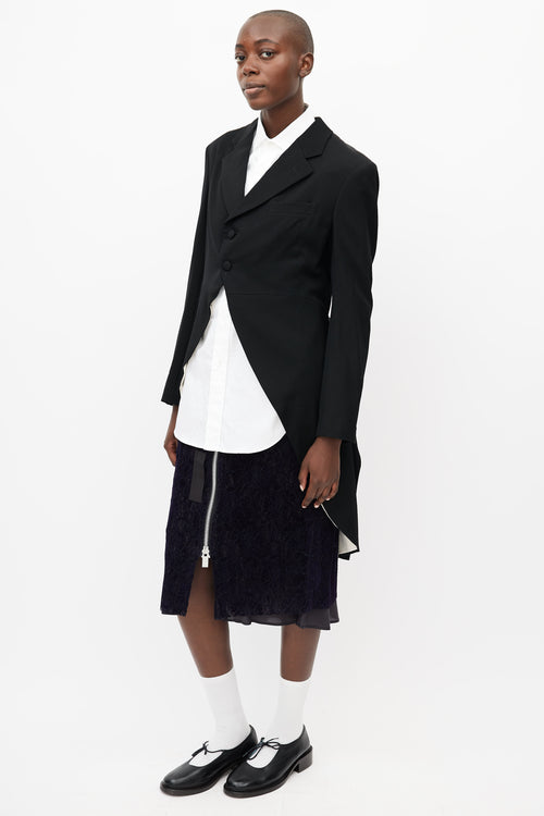 Comme des Garçons Black Wool Ruffled Cut Out Blazer