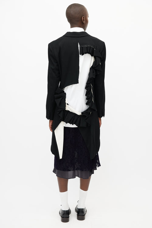 Comme des Garçons Black Wool Ruffled Cut Out Blazer