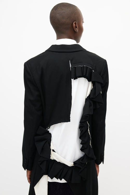 Comme des Garçons Black Wool Ruffled Cut Out Blazer