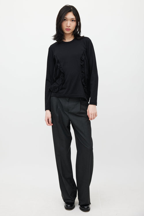 Comme des Garçons Black Wool Ruffled Top