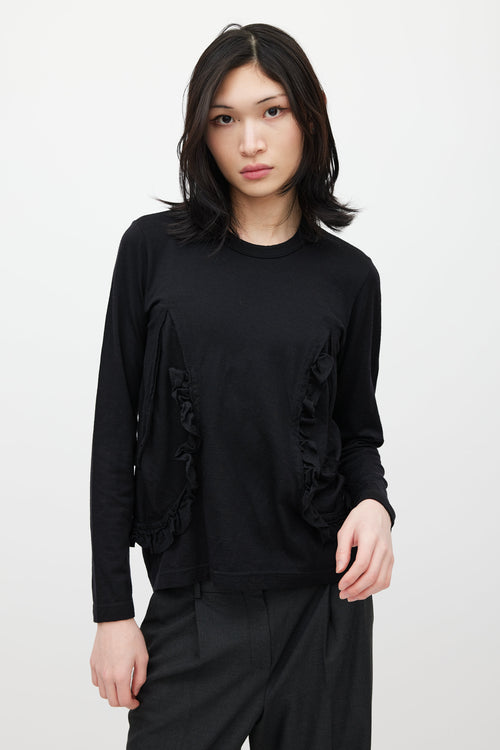 Comme des Garçons Black Wool Ruffled Top