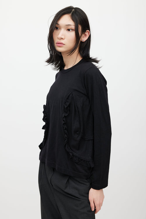 Comme des Garçons Black Wool Ruffled Top