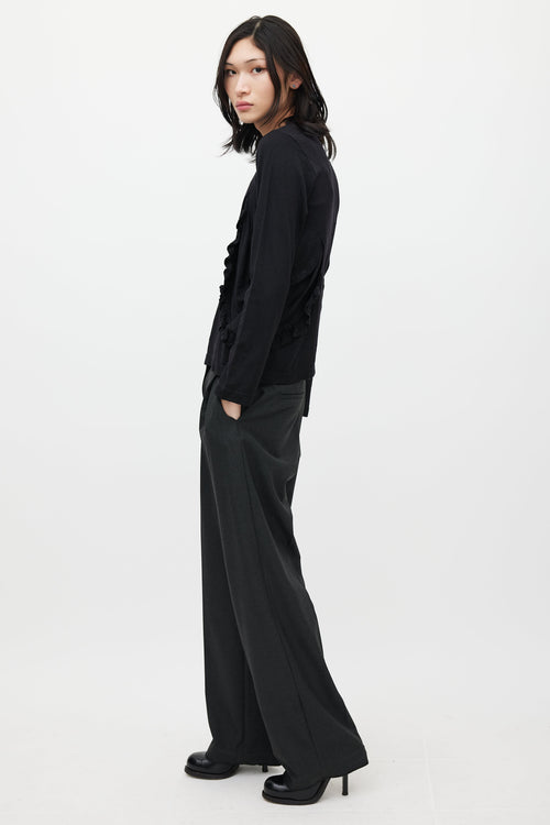 Comme des Garçons Black Wool Ruffled Top