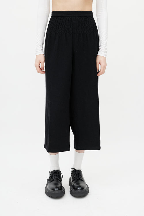 Comme des Garçons Black Wool Smocked Trouser