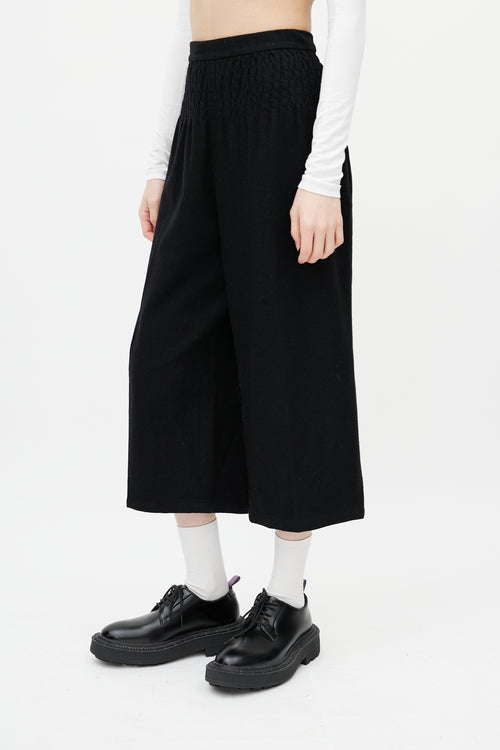 Comme des Garçons Black Wool Smocked Trouser