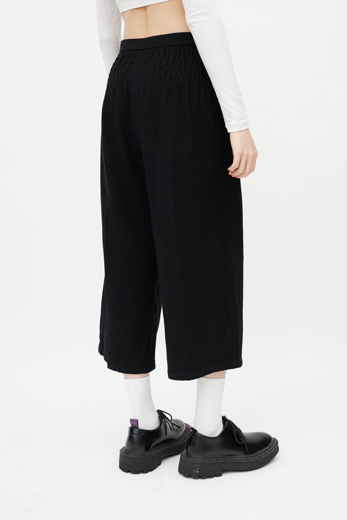 Comme des Garçons Black Wool Smocked Trouser