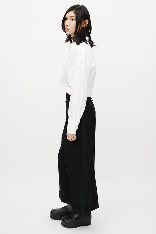 Comme des Garçons Black Wool Wide Leg Cropped Trouser