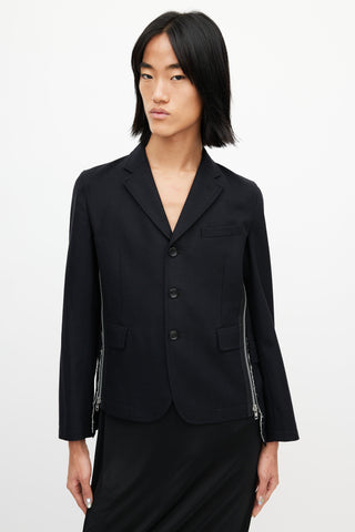 Comme des Garçons Black Wool Zip Blazer