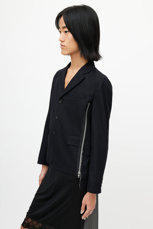 Comme des Garçons Black Wool Zip Blazer