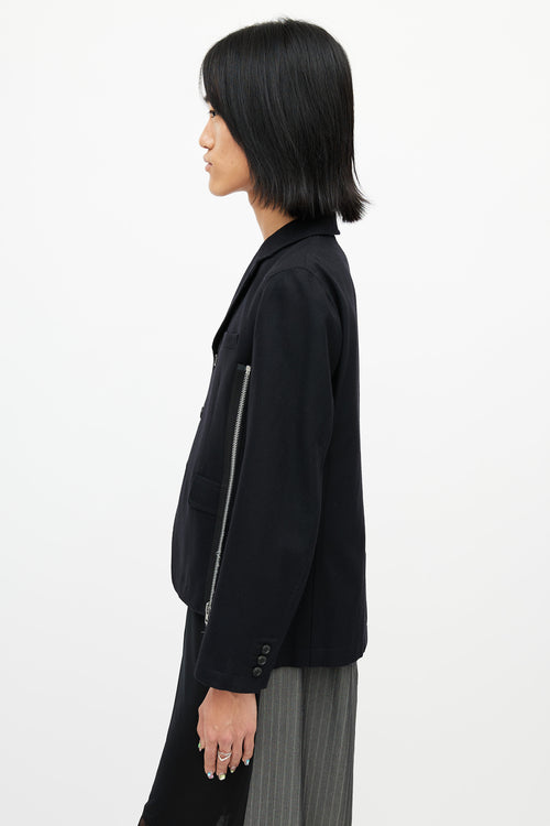 Comme des Garçons Black Wool Zip Blazer