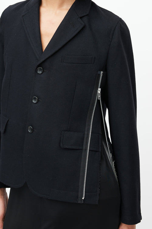 Comme des Garçons Black Wool Zip Blazer