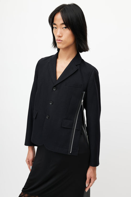 Comme des Garçons Black Wool Zip Blazer