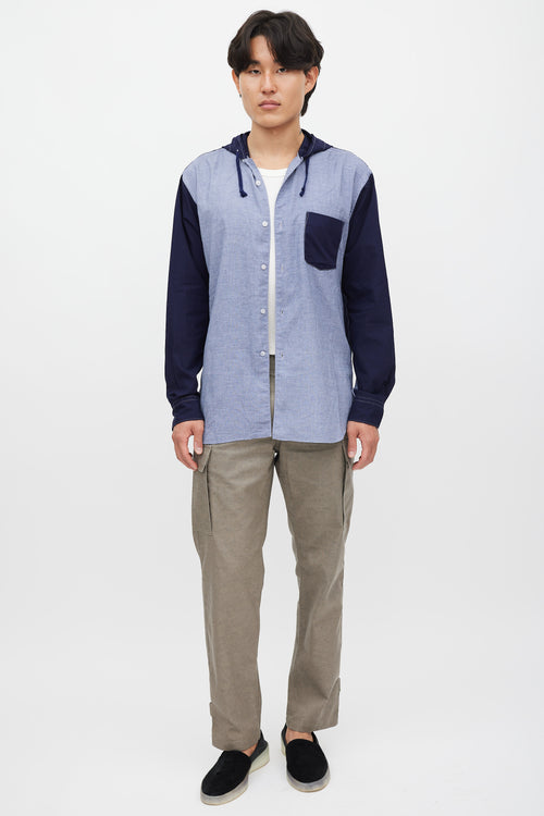 Comme des Garçons Blue Two Tone Shirt Jacket