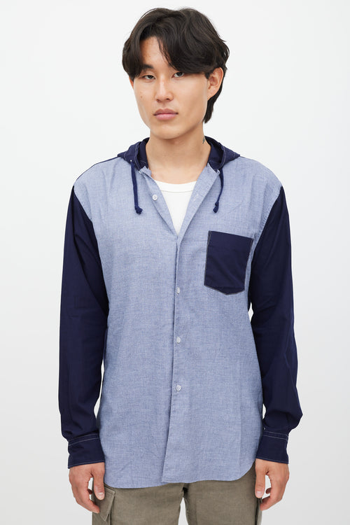 Comme des Garçons Blue Two Tone Shirt Jacket