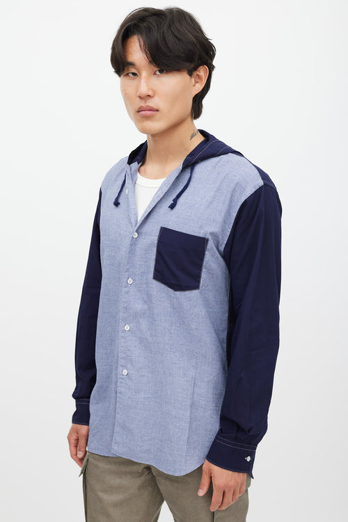 Comme des Garçons Blue Two Tone Shirt Jacket