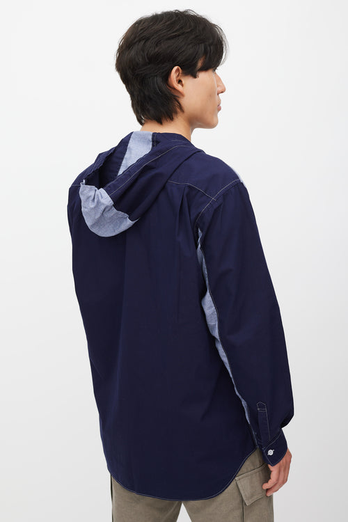 Comme des Garçons Blue Two Tone Shirt Jacket