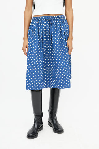 Comme des Garçons Blue 
White Polka Dot Skirt