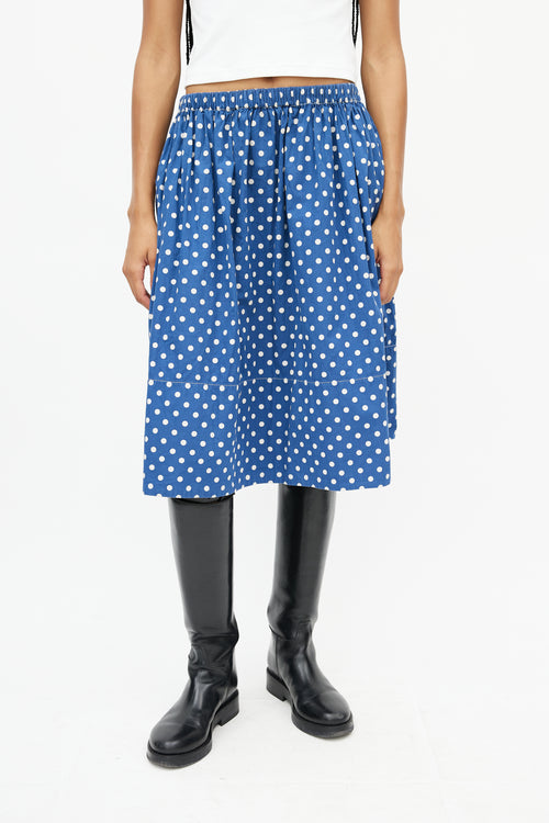 Comme des Garçons Blue 
White Polka Dot Skirt