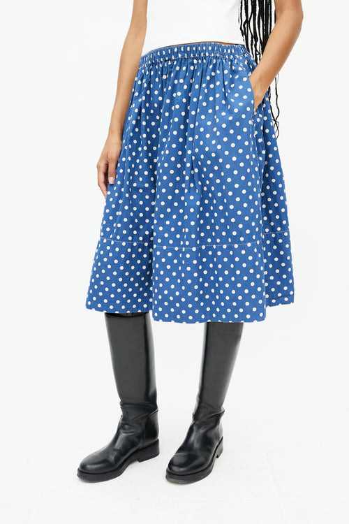 Comme des Garçons Blue 
White Polka Dot Skirt