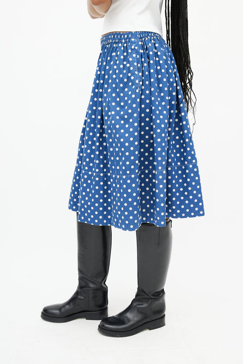 Comme des Garçons Blue 
White Polka Dot Skirt