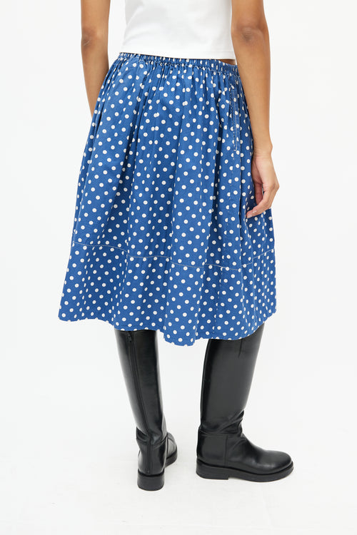 Comme des Garçons Blue 
White Polka Dot Skirt