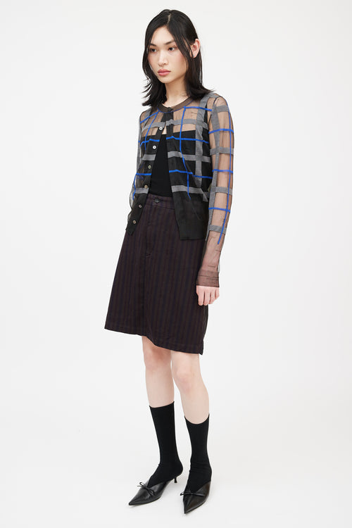 Comme des Garçons Brown 
Multicolour Striped Deconstructed Skirt