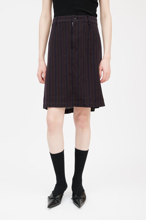 Comme des Garçons Brown 
Multicolour Striped Deconstructed Skirt