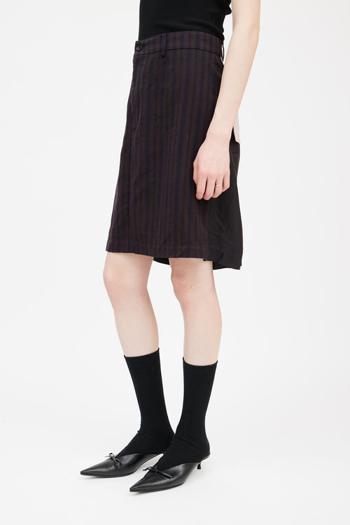 Comme des Garçons Brown 
Multicolour Striped Deconstructed Skirt