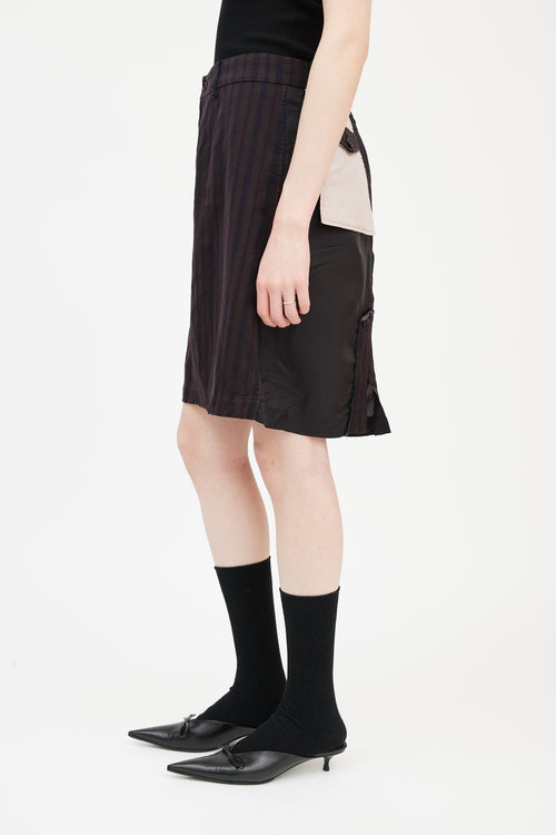 Comme des Garçons Brown 
Multicolour Striped Deconstructed Skirt