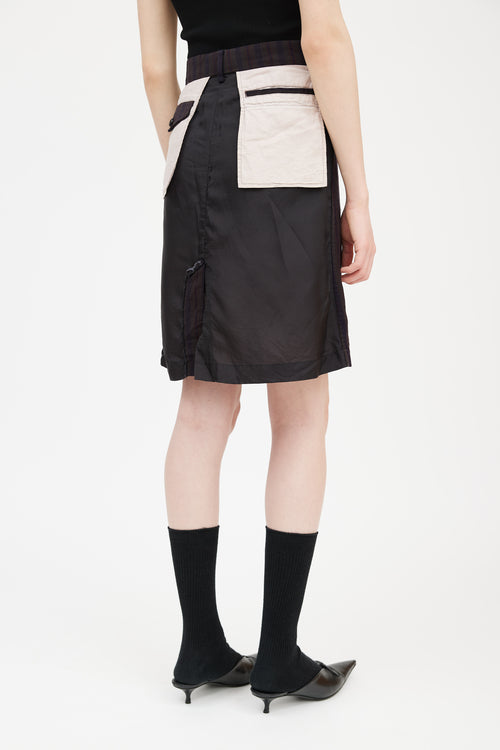 Comme des Garçons Brown 
Multicolour Striped Deconstructed Skirt