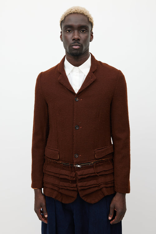 Comme des Garçons Brown Wool Zip Blazer