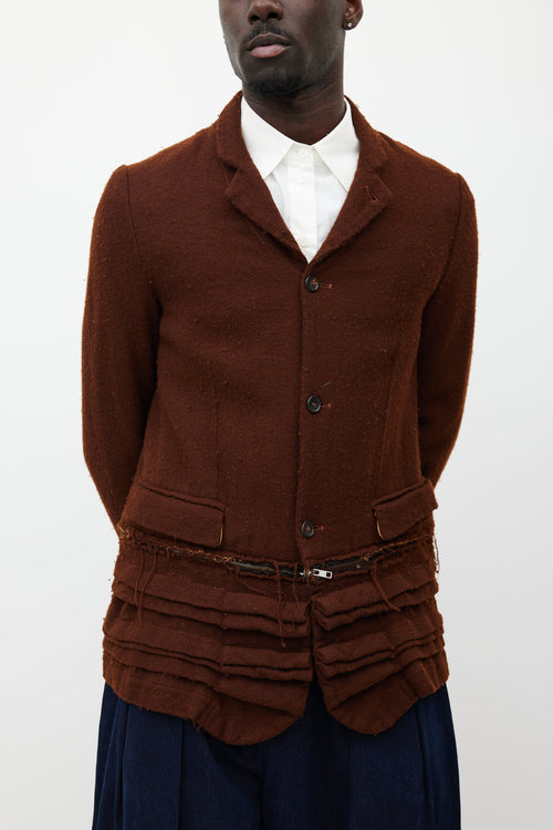 Comme des Garçons Brown Wool Zip Blazer