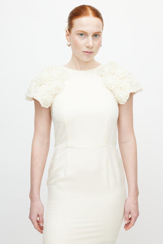 Comme des Garçons Cream Crochet Floral Dress