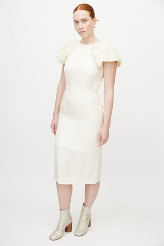 Comme des Garçons Cream Crochet Floral Dress