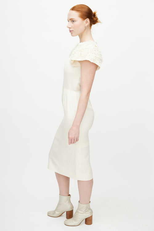 Comme des Garçons Cream Crochet Floral Dress