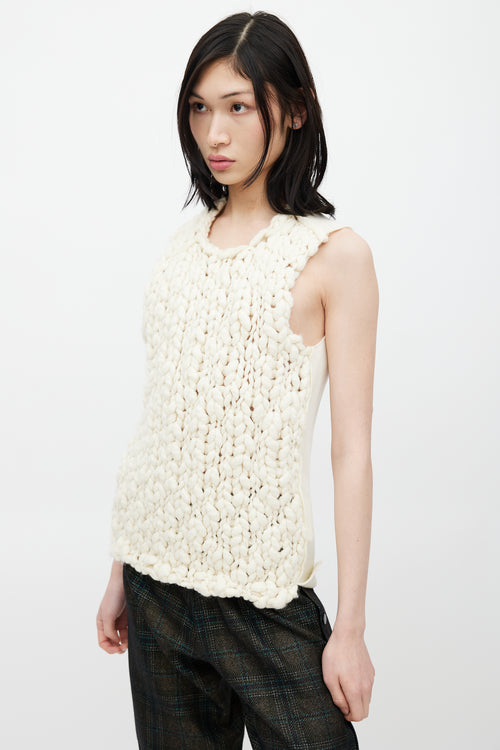 Comme des Garçons Cream Wool Cable Knit Vest