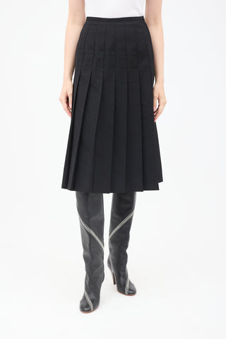 Comme des Garçons FW 1990 Black Wool Pleated Midi Skirt