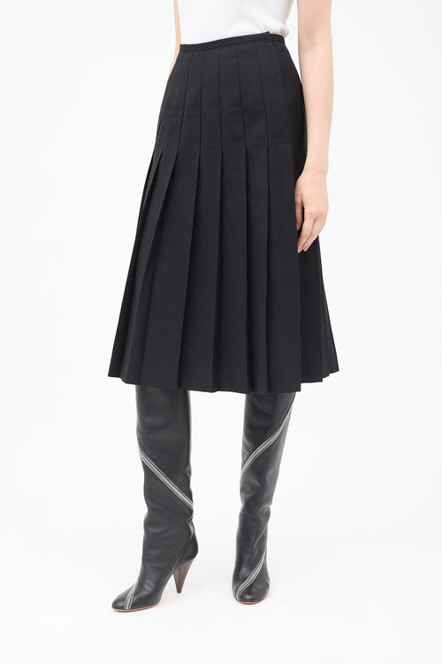 Comme des Garçons FW 1990 Black Wool Pleated Midi Skirt